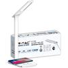 V-TAC VT-7405 Lampada da tavolo LED 4W touch color change 3in1 dimmerabile con base ricarica wireless corpo bianco - SKU 218601