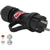 FANTON Spina francese/tedesca std. 2P+E 16A corpo nero IP44 con coperchio in gomma HI-PRO Antibatterica by Biocote contro il 99% dei virus Fanton 80052AB