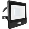 V-TAC VT-138S-1 faro led 30W chip samsung con sensore di movimento PIR e crepuscolare 6500K nero cavo 1 mt IP65 - SKU 20288