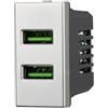 ETTROIT AG2402 Modulo usb Presa Caricatore 2xUSB 5V 2,1A 2 Porte USB-A Grigio Compatibile Con Bticino Axolute