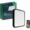 V-TAC Plafoniera led 18W sensore di movimento microonde + telecomando IP44 quadrato nero 4000K - 76721