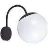 V-TAC VT-1223 Portalampada E27 sfera Opale lampada ricurvo applique da giardino colore Nero 200mm IP44 - 11823