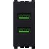 ETTROIT Presa USB Caricatore USB 5V 2,1A 2 Porte USB-A Colore Nero Compatibile Con Vimar Arke