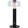 V-TAC VT-1049 Lampada LED da Tavolo a batteria 1W Nero e Bianco Trasparente Ricaricabile con USB-C Touch Dimmerabile 3in1 7940
