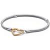 PANDORA Bracciale Moments in maglia snake in argento Sterling con chiusura a cuore placcata in oro 14k, 17