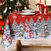 Softalker tovaglia natalizia rossa rettangolare 140x180 cm tovaglie 6 posti antimacchia con fiocchi di neve pupazzo di neve bianco e albero di Natale ideale per capodanno, esterno, giardino, salone