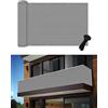 POYEE Frangivista Balcone 90x300cm, Telo Impermeabile Copri Privacy Balcone Esterno con Protezione UV, per Appartamenti e Giardini, con Fascette e Protezione Frangivento, Grigio Chiaro