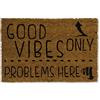 KOKO DOORMATS Zerbino Ingresso casa - Tappeto divertenti in fibra di cocco e base antiscivolo da PVC, da esterno e interno con misure 40x60cm (Good Vibes Only)