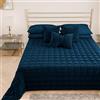 PETTI Artigiani Italiani - Trapuntino Matrimoniale in Morbido e Caldo Velluto, Trapunta Primaverile Autunnale, Copriletto Matrimoniale, Blu, 100% Made in Italy
