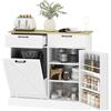 HOMCOM Credenza Cucina con Mobile Pattumiera 38L, Mobile Cucina Stoccaggio con 2 cassetti, Scaffale per spezie e piano di lavoro, per Sala da pranzo, Soggiorno, 100 x 36 x 90 cm, Bianco