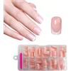 ZAHRVIA Unghie finte per french manicure, corte, quadrate e a pressione, con punta bianca, kit di 120 pezzi, copertura completa, adesive, ornamenti per manicure