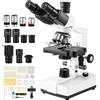 Microscopio Ottico Trinoculare 40X-5000X Tavolino Meccanico a 2 Livelli