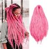 PORSMEER Extension per dreadlock, 61 cm, 10 ciocche/confezione, fatte a mano, all'uncinetto, trecce rosa sintetiche hippie dritte, Goddess Locs, capelli all'uncinetto per donne