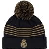 Real Madrid Berretto con pompon Supporter Real - Collezione ufficiale calcio - Taglia uomo, Nero , Taglia Unica