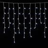 ETTROIT Tenda Luminosa 200 LED, 5Mt, Luce Bianca, Cavo Bianco, IP65, Prolungabile, Effetto Flash , Con fili pendenti a lunghezze alternate (30-70-40-60 cm) per effetto a cascata