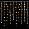ETTROIT Tenda Luminosa 200 LED, 5Mt, Luce Giallo, Cavo Bianco, IP65, Prolungabile, Effetto Flash , Con fili pendenti a lunghezze alternate (30-70-40-60 cm) per effetto a cascata