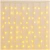 ETTROIT Tenda Luminosa 216 LED, 5Mt, Luce Giallo, Cavo Bianco, IP65, Prolungabile, Effetto Flash , Con fili a lunghezze alternate (da 3 a 12 cm) per un effetto dinamico