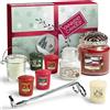 Yankee Candle confezione regalo, 8 candele profumate, portacandele, taglia-stoppino e paralume Illuma-Lid, Set di candele natalizie da 11 pezzi