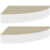 vidaXL Mensole Angolari 2pz Rovere e Bianco 35x35x3,8 cm in MDF