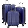 Trendyshop365 Reise-Koffer und Kofferset Hartschale Dallas 4 Räder Zahlenschloss, Blu, Kofferset 3-teilig, Set valigia