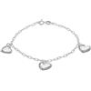 Tuscany Silver Bracciale da Donna in Argento Sterling con 3 Cuori Bombati da 19 cm/7.5