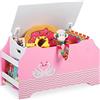 Relaxdays Cassapanca Organizer, Portagiochi per la Cameretta, Vani per Libri, Coperchio, HLP: 46x84x42,5 cm, Rosa Bianco