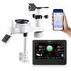 VEVOR Stazione Meteorologica Wi-Fi, Schermo TFT da 185,9 x 137,4 x 28,5 mm, Sensore Esterno Wireless Alimentato a Energia Solare, Pluviometro, per Interni ed Esterni per Previsioni del Tempo