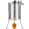 VEVOR Estrattore di Miele in Acciaio Inox, Centrifuga Manuale per Miele 4/8 Telaini, con Coperchio Trasparente, Regolabile in Altezza, Apicoltura per Estrazione di Favi, 470 x 610 x 1080 mm