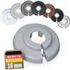 FUX Copri Tubi Termosifoni - 6 Rosette per Termosifone 15mm, Grigio finestra (RAL 7040) - Copertura per Tubi Riscaldamento, Rosette Termosifoni, Accessori Termosifoni