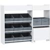 AIYAPLAY Mobile Portagiochi per Bambini con 11 Cestini in Tessuto, Armadietto e Ripiani, 105x30x80 cm, Bianco | Aosom Italy
