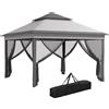 Outsunny Gazebo con Zanzariere Regolabile su 3 Livelli, in Acciaio e tessuto Oxford, 326x326x272 cm, Grigio Chiaro e Scuro