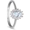 LUXURY MILANO Anello contornato in oro con acquamarina ct. 0,45 e diamanti