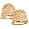 HOLIDYOYO 2 Pezzi Coperchio della lampada da tavolo in bambù soffitto con paralume naturale piccolo paralume naturale retrò lampadari lampade sospensione paralume intrecciato a mano Khaki