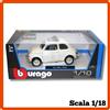 Burago Modellino auto statico scala 1/18 diecast FIAT 500L 1968 bianco Bburago burago