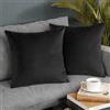 AMFUN Copricuscini in Velluto, 2 Pezzi Federe Cuscini in Velluto 40x40cm, Nero Velluto Copricuscini con la Cerniera Invisibile, Decorativi Federa per Cucina Sedia Soggiorno Camera da Letto