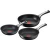 Tefal - Unlimited On, Set di 3 padelle: 3 padelle da 20, 24, 28 e 28 cm con rivestimento super resistente, Thermo-Fusion, forma profonda, tutti i tipi di fornelli, prive di PFOA
