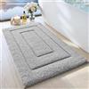 DEXI Tappeto da bagno extra morbido assorbente tappeto da bagno premium antiscivolo confortevole per vasca da bagno doccia bagno lavabile in lavatrice 40,6 x 61 cm, grigio chiaro