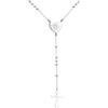Bling Jewelry Catenina Rosario Religiosa Cristiana con Perline Rotonde da 2MM, Cuore, Santa Madre Vergine Maria, Croce Semplice Delicata per Preghiera, per Donne e Adolescenti, in Acciaio Inossidabile Color