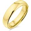 Bling Jewelry Anello di nozze semplice a cupola per coppie in titanio, lucidato, per uomo e donna, comfort fit, tono oro, 5MM