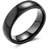 Bling Jewelry Anello di nozze in titanio nero semplice a cupola per coppie per uomini e donne, vestibilità comoda 4MM