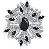Bling Jewelry Grande Dichiarazione Stile Vintage Fiore Di Cristallo Simulato Zaffiro Nero Spilla Per Le Donne Per La Madre Placcato Argento