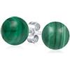 Bling Jewelry Semplici Orecchini A Perno A Sfera Verde Malachite Per Donne In Argento Sterling .925 Da 10 MM