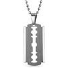 Bling Jewelry Personalizzare Hip Hop Biker Punk Rock Grande Razor Blade Dog Tag Collana Per Gli Uomini In Acciaio Inox Tono Argento 20 Pollici Palla Catena Personalizzabile
