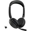 Jabra Evolve 2 65 Flex Cuffie Stereo Wireless Bluetooth, tecnologia di cancellazione del rumore Jabra ClearVoice e ANC ibrida Certificate per MS Teams Nero