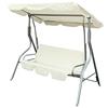 Aktive 61113 - Altalena da giardino a 3 posti color avorio | Tendalino basculante, seduta e schienale imbottiti | Sedia a dondolo da giardino antiscivolo per esterni | Misure 170x110x153