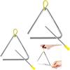 Changyeah Set di 2 strumenti a triangolo, strumento musicale a triangolo, 5 + 7 pollici, strumento musicale triangolare, triangolo con bacchetta, impugnatura in gomma in lega