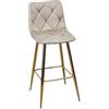 WS DESIGN Sgabello Velvet Tortora con Gambe Oro in Velluto e Polipropilene - h. Seduta 75 cm