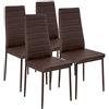 TecTake® Set 4 Sedie Sala da Pranzo in Pelle Sintetica, Sedie da Cucina Eleganti e Comode, Sedie Sala da Pranzo Moderne Stabili e Robuste, Sedie da Pranzo Versatili - Marrone