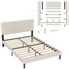 UISEBRT Letto imbottito 140 x 200 cm - Telaio letto con bottoni, struttura per letto a piattaforma con testiera imbottita in velluto, supporto doghe in legno, letto matrimoniale per adulti, design