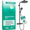 hansgrohe Raindance Alive S Puro - Colonna doccia a risparmio idrico (EcoSmart) con miscelatore termostatico, Sistema doccia con rubinetto, doccetta, tubo, asta e soffione doccia, nero opaco, 24593670